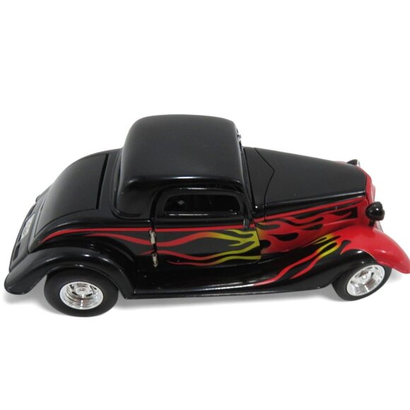Vintage 1934 FORD 3-Window Coupe Street Rod DIECAST Black and Red Flames Boxed - Picture 10 of 13